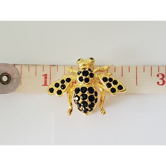 Vintage Joan Rivers Black Rhinestone Bug Pin Brooch - Picture 4 of 5